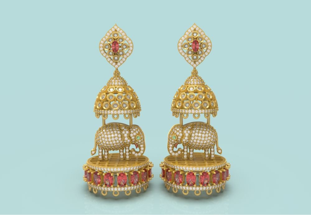 Elephant Jhumka Earring - 09