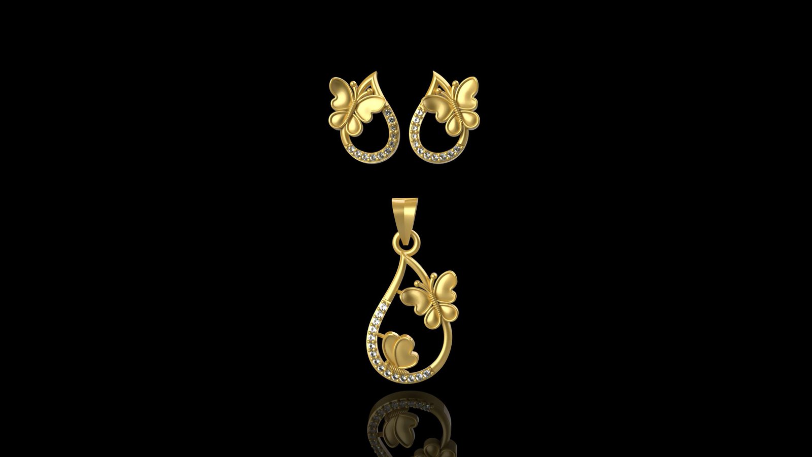 Fancy Butterfly Pendant Set - 008