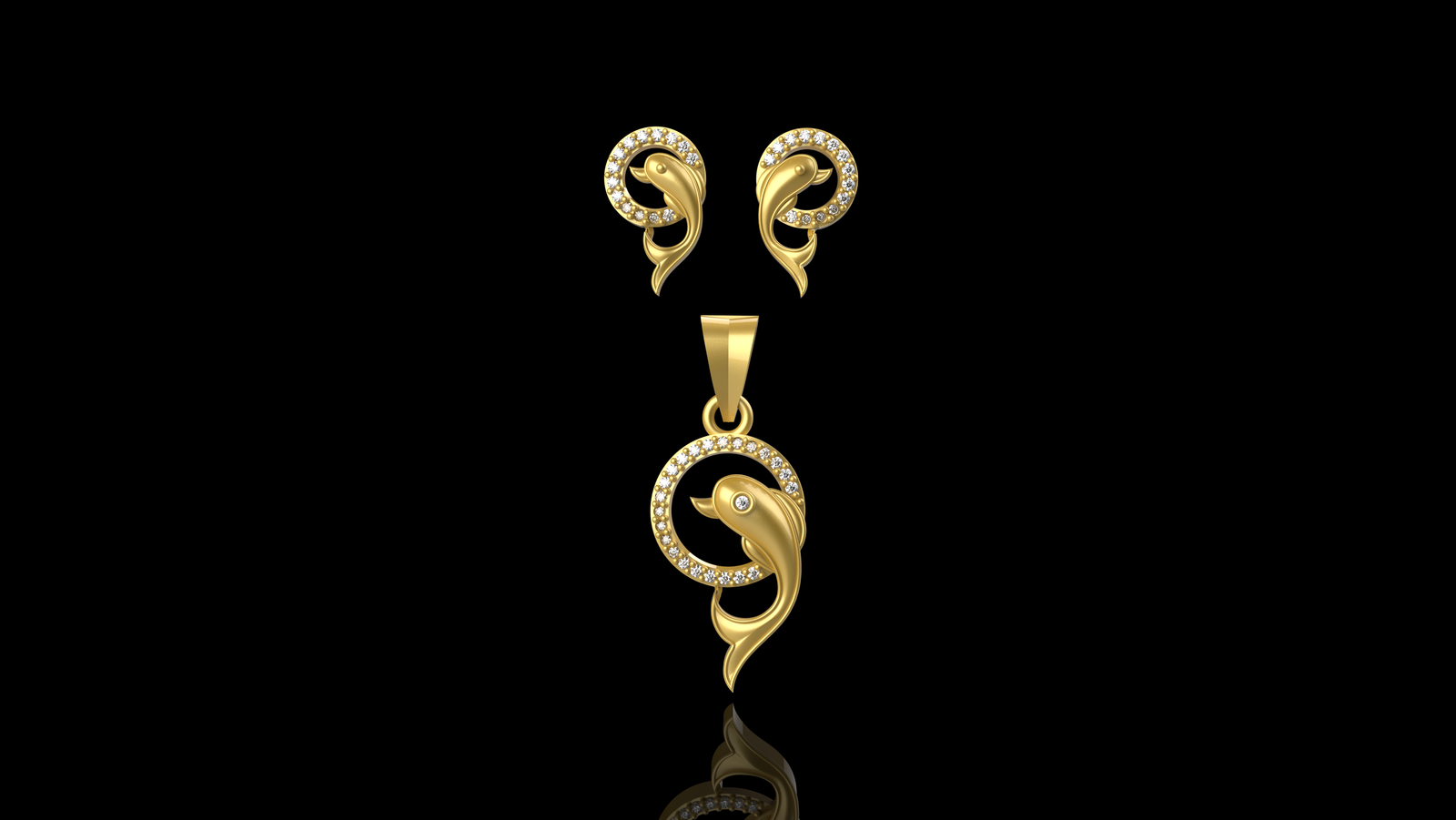 Fancy Dolphin Pendant Set - 10