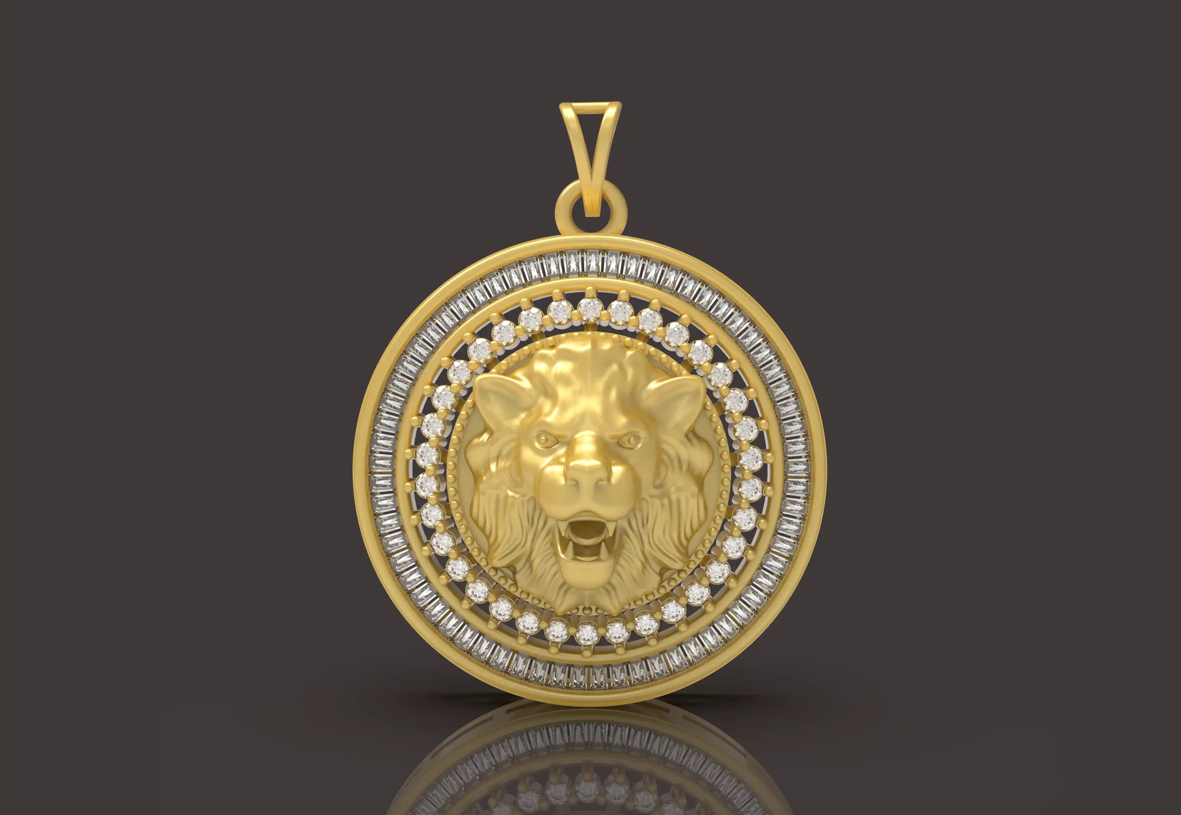Lion Round Pendant - 0106